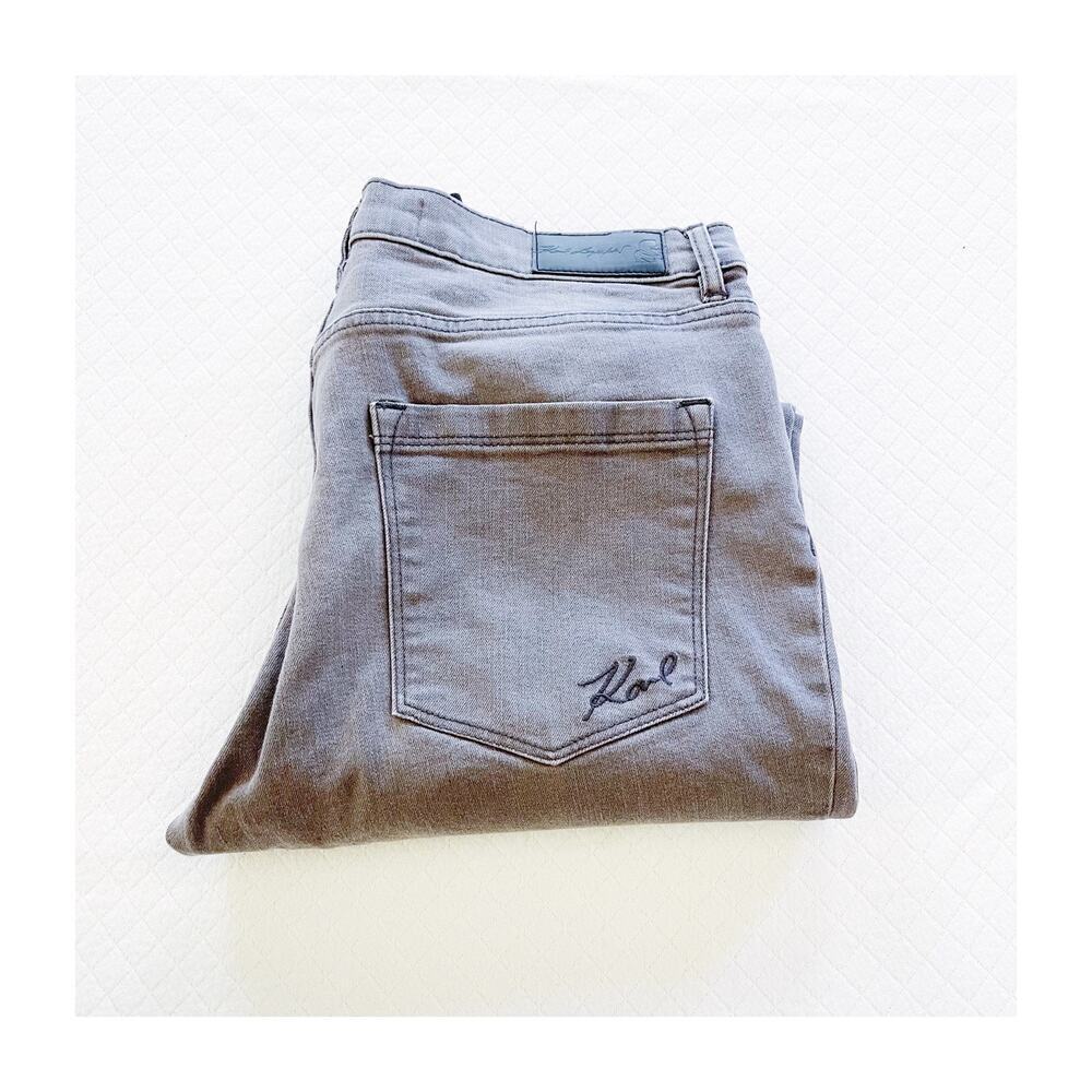 Karl Lagerfeld Paris Gray Skinny Jeans Zip Fly 5-Pocket SZ14